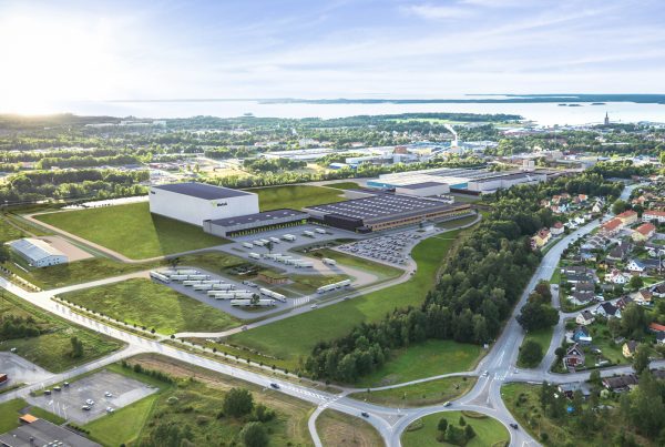 Vy över framtidens Katrinefors Bruk i Mariestad från Metsä Tissue