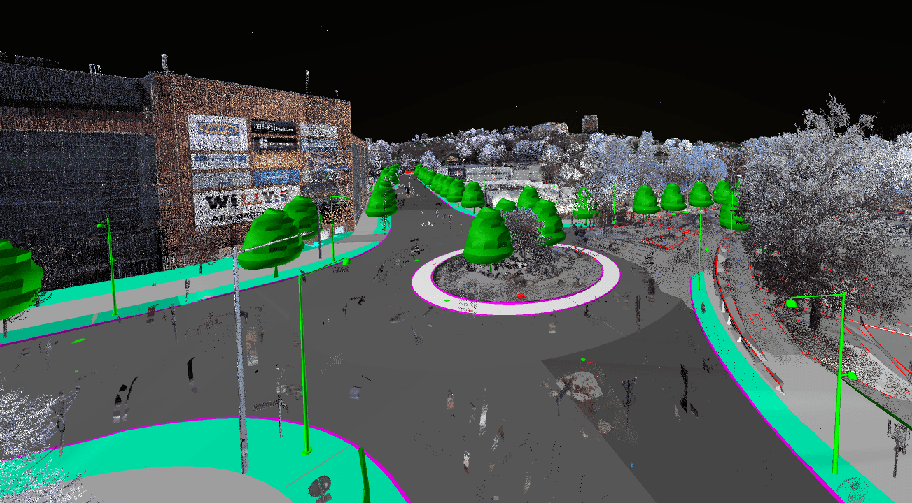Visualisering av 3D-modell från Planiavägen-Järlaleden i Nacka kommun