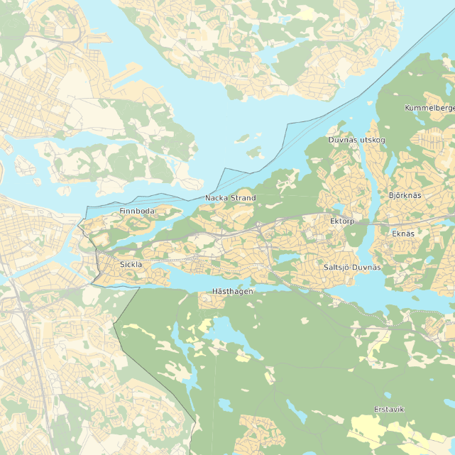 Del av Nacka kommun, karta